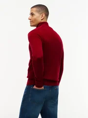 Tommy Hilfiger Pima Cotton Cashmere Blend Half Zip Sweater - Red - M