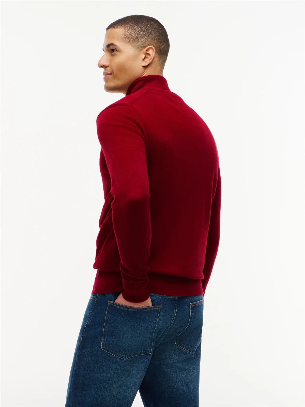 Tommy Hilfiger Pima Cotton Cashmere Blend Half Zip Sweater - Red - M