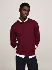 Tommy Hilfiger Crew Neck Jumper with Cashmere - Wine - L