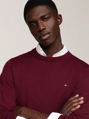 Tommy Hilfiger Crew Neck Jumper with Cashmere - Wine - L