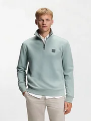 Boss Zetrust Cotton-Terry Half Zip Sweatshirt - Mint - M