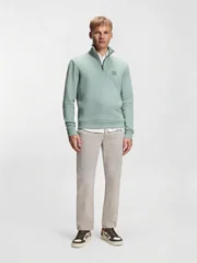 Boss Zetrust Cotton-Terry Half Zip Sweatshirt - Mint - M