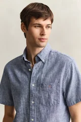 Gant Reg Cotton Linen Ss Shirt - Blue - M