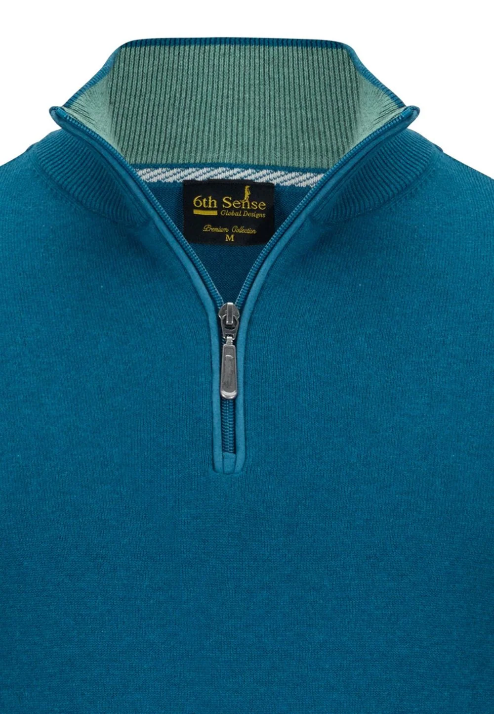 6th Sense Harry 1/4 Zip Sweater - Petrol Blue - XL