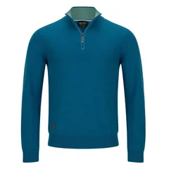 6th Sense Harry 1/4 Zip Sweater - Petrol Blue - XL