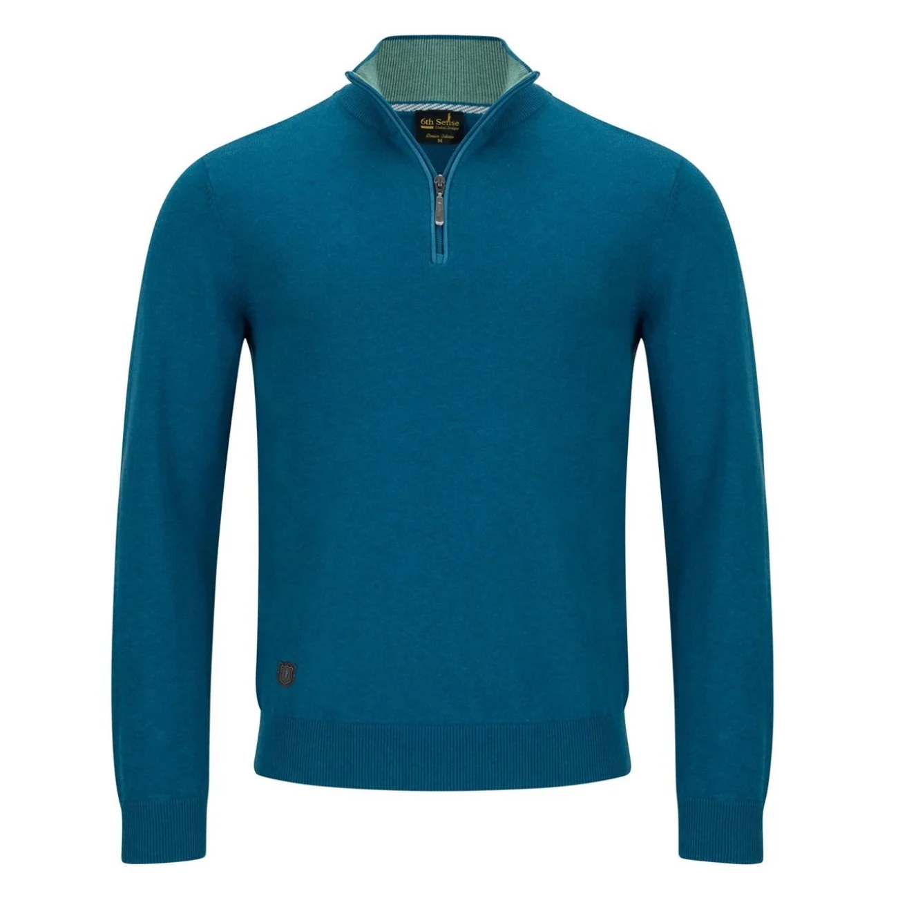 6th Sense Harry 1/4 Zip Sweater - Petrol Blue - XL