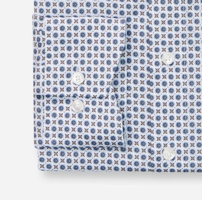 Olymp Olymp Printed Business Shirt - Blue - 16