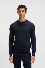 Boss Asac_C Knitted-Cotton Sweater - Navy - M