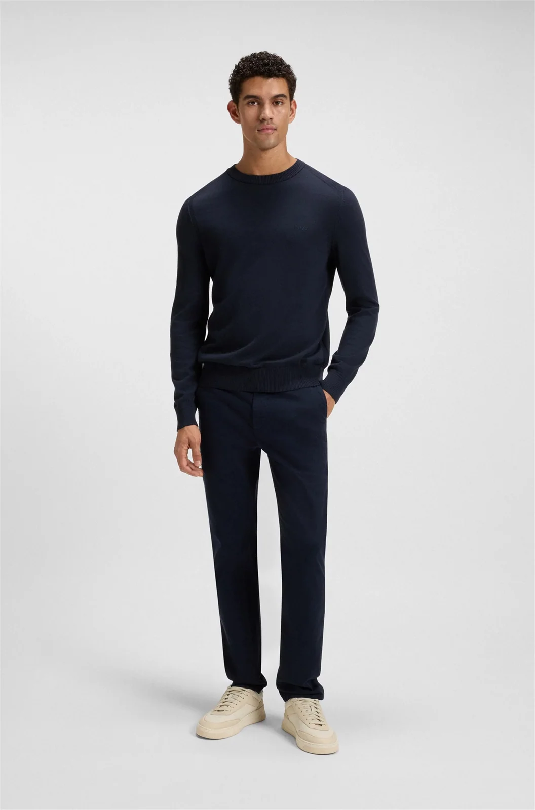 Boss Asac_C Knitted-Cotton Sweater - Navy - M