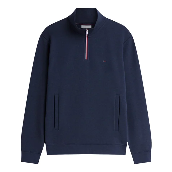 Tommy Hilfiger Rwb Tipping Terry Zip Neck Swearshirt - Navy - M