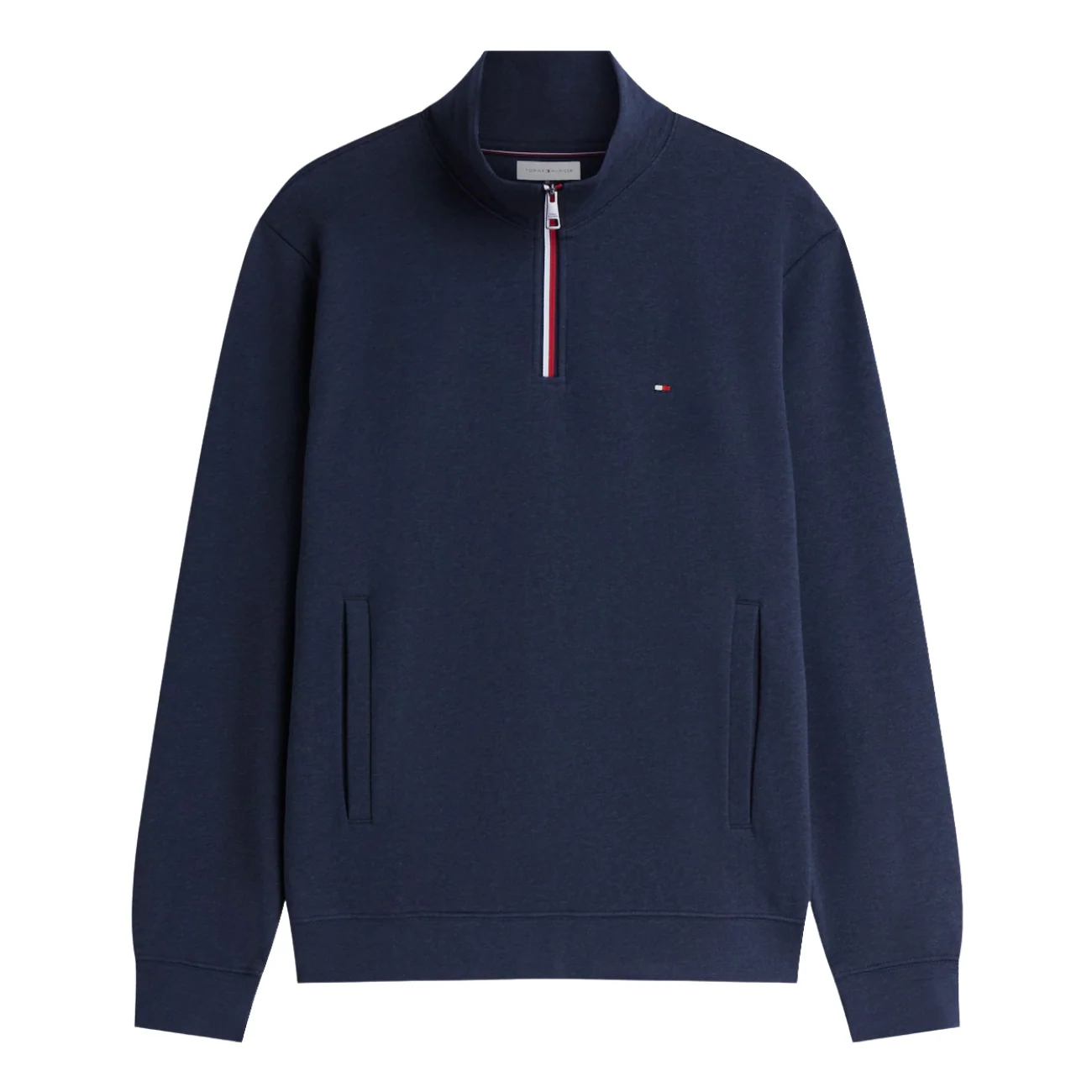 Tommy Hilfiger Rwb Tipping Terry Zip Neck Swearshirt - Navy - M