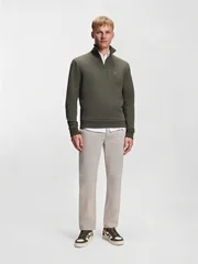 Boss Zetrust Cotton-Terry Half Zip Sweatshirt - Mushroom - M