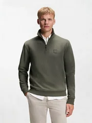 Boss Zetrust Cotton-Terry Half Zip Sweatshirt - Mushroom - M