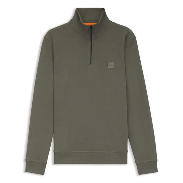 Boss Zetrust Cotton-Terry Half Zip Sweatshirt - Mushroom - M