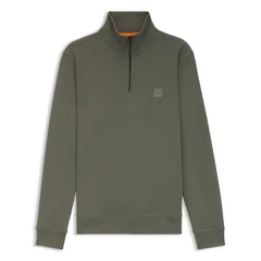 Boss Zetrust Cotton-Terry Half Zip Sweatshirt - Mushroom - M