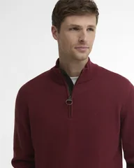 Barbour Cotton Half Zip Knitted Jumper - Orange - L
