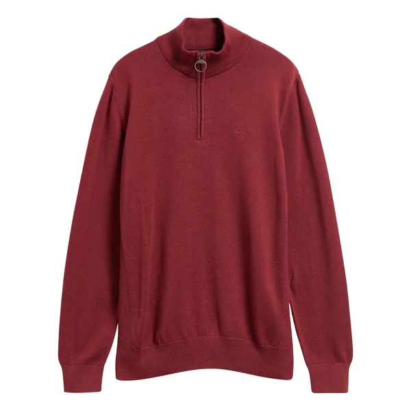 Barbour Cotton Half Zip Knitted Jumper - Orange - L