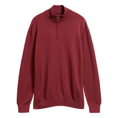 Barbour Cotton Half Zip Knitted Jumper - Orange - L