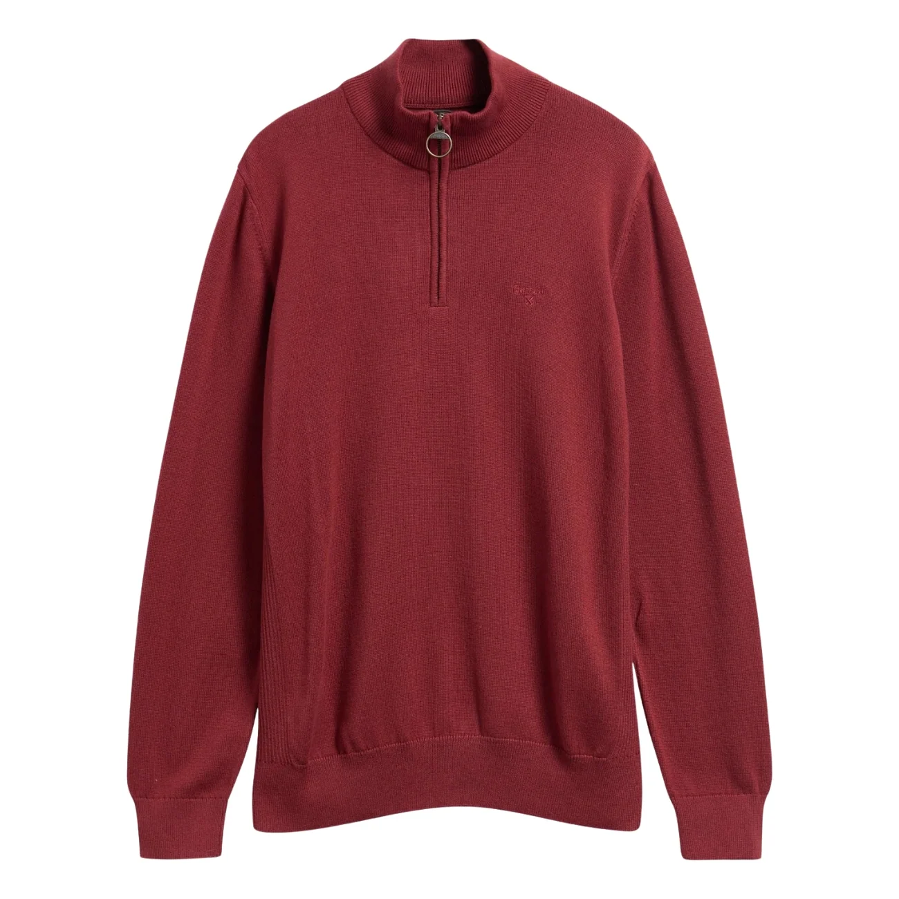 Barbour Cotton Half Zip Knitted Jumper - Orange - L