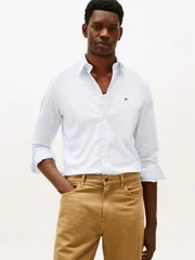 Tommy Hilfiger Flex Poplin Small Logo Shirt - Blue - L