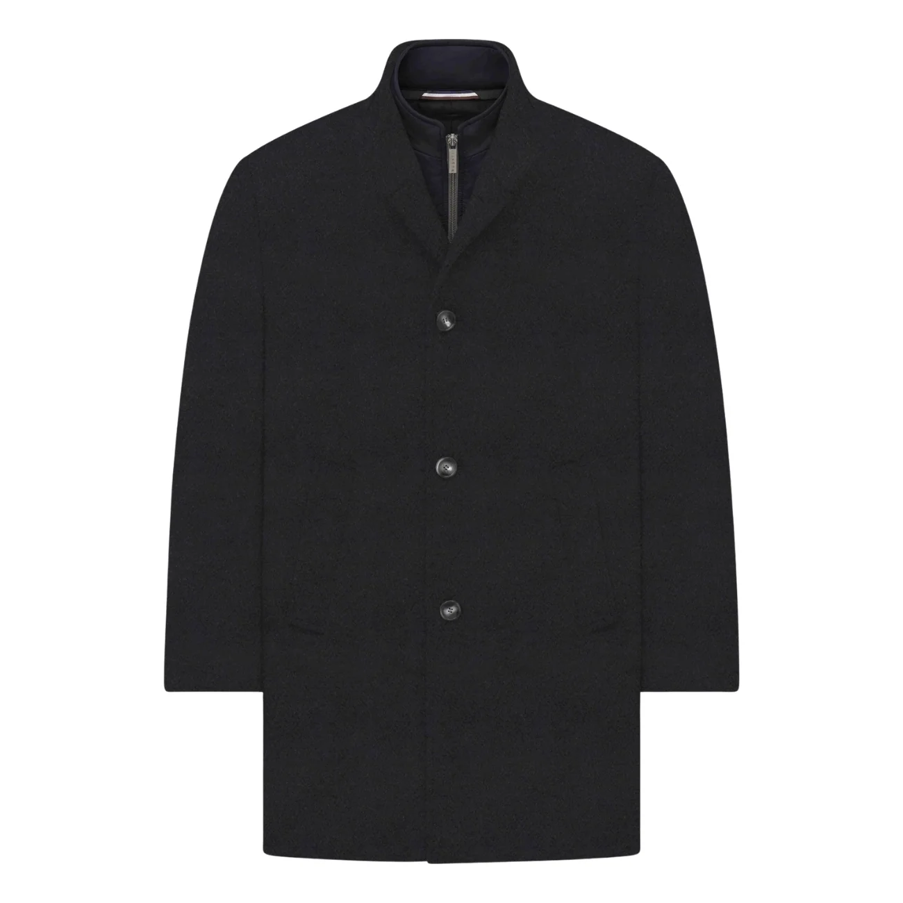 Bugatti Mens Wool Overcoat with Padded Vest - Navy - 40R