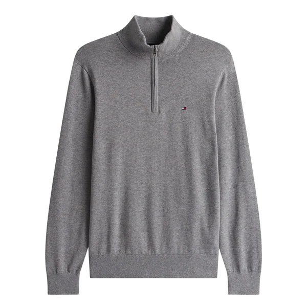 Tommy Hilfiger Quarter-Zip Mock Neck Jumper - Grey - XL