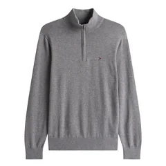 Tommy Hilfiger Quarter-Zip Mock Neck Jumper - Grey - XL