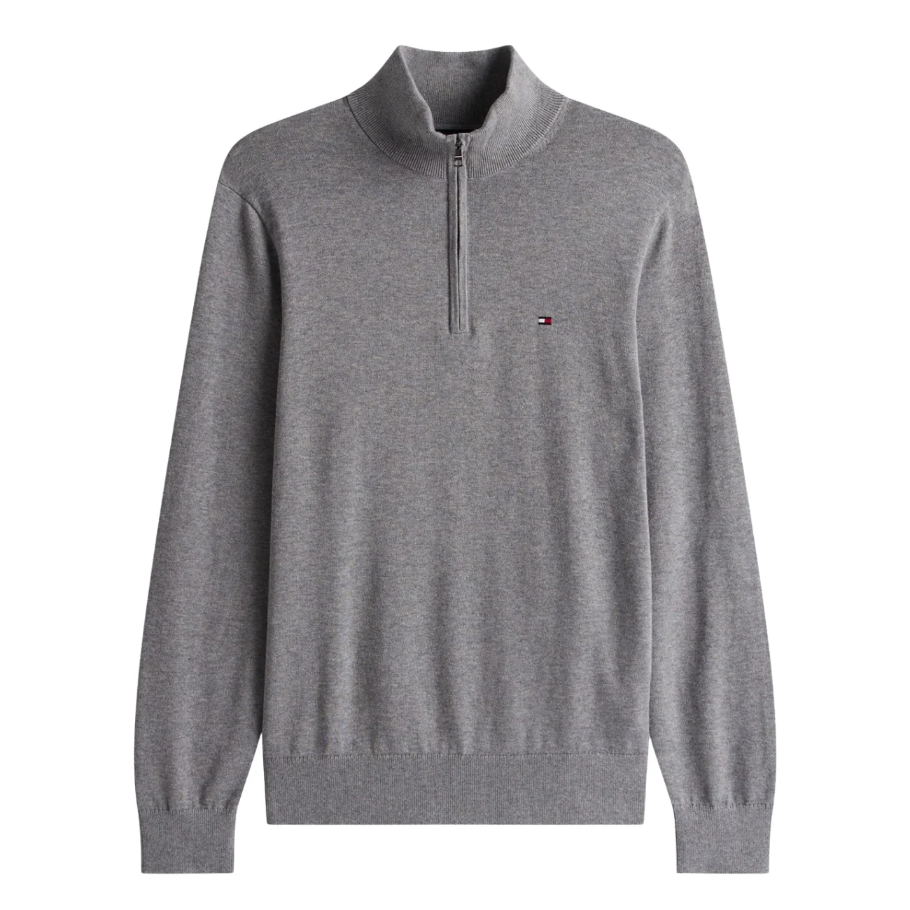 Tommy Hilfiger Quarter-Zip Mock Neck Jumper - Grey - XL