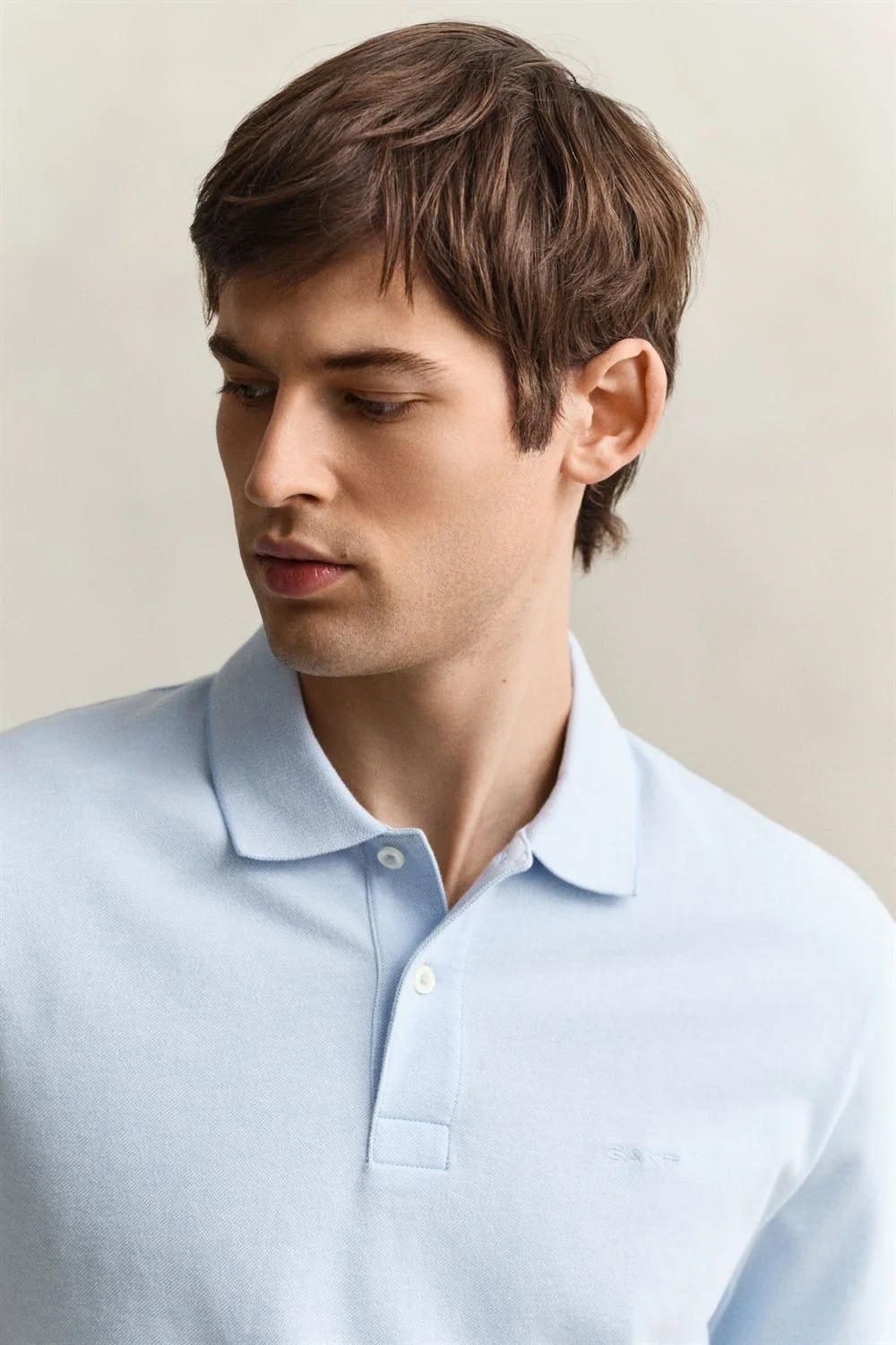 Gant 2 Tone Ss Polo Shirt - Sky Blue - XL
