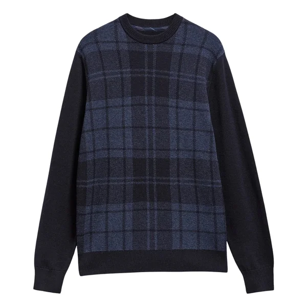 Barbour Mineral Tartan Crew Neck Jumper - Navy - XL
