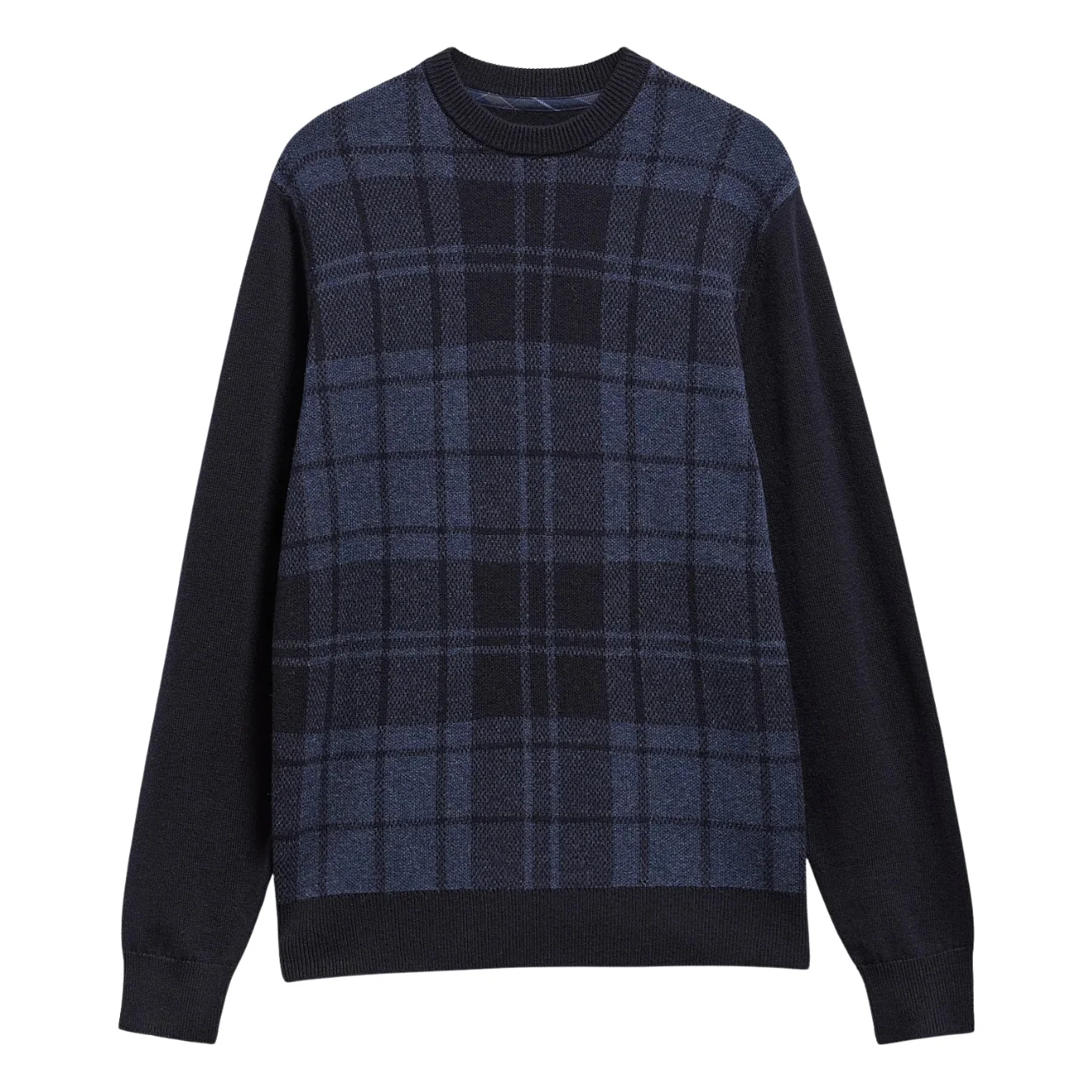 Barbour Mineral Tartan Crew Neck Jumper - Navy - XL