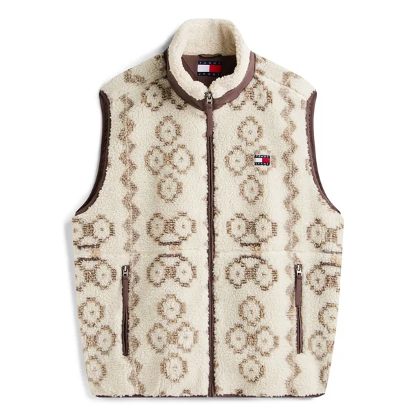 Tommy Jeans Teddy Fleece Zip Up Vest - Beige - S