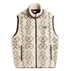 Tommy Jeans Teddy Fleece Zip Up Vest - Beige - S