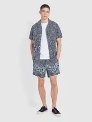 Farah Landon Short Sleeve Print Revere Shirt - Navy - L