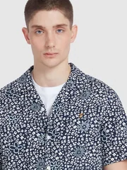 Farah Landon Short Sleeve Print Revere Shirt - Navy - L