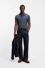 Boss Parlay Interlock-cotton Polo Shirt- Blue - XL