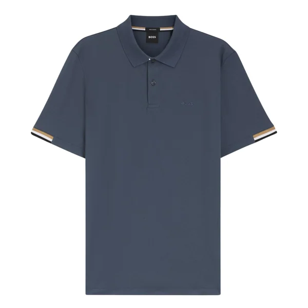 Boss Parlay Interlock-cotton Polo Shirt- Blue - XL