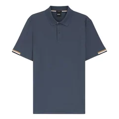 Boss Parlay Interlock-cotton Polo Shirt- Blue - XL