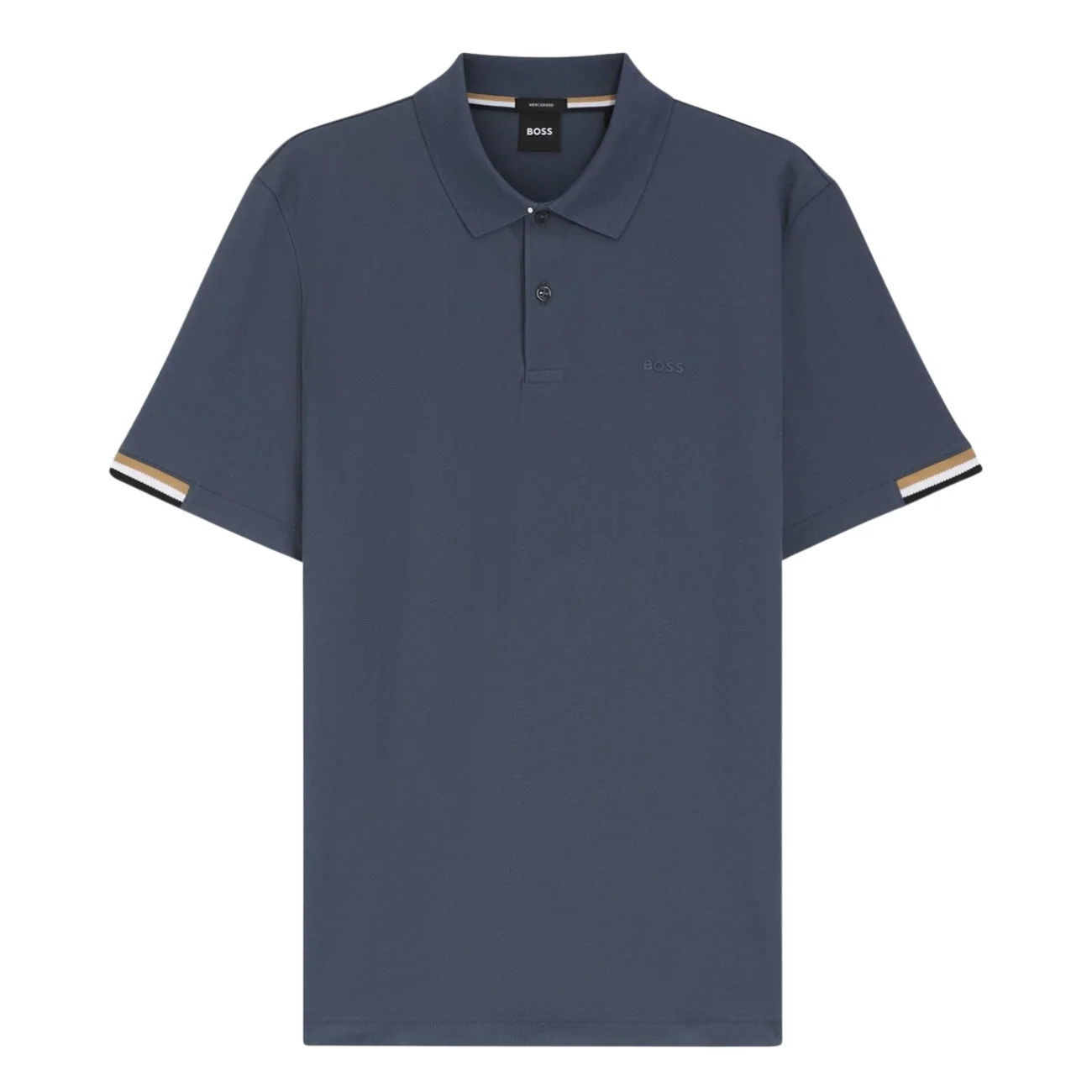 Boss Parlay Interlock-cotton Polo Shirt- Blue - XL