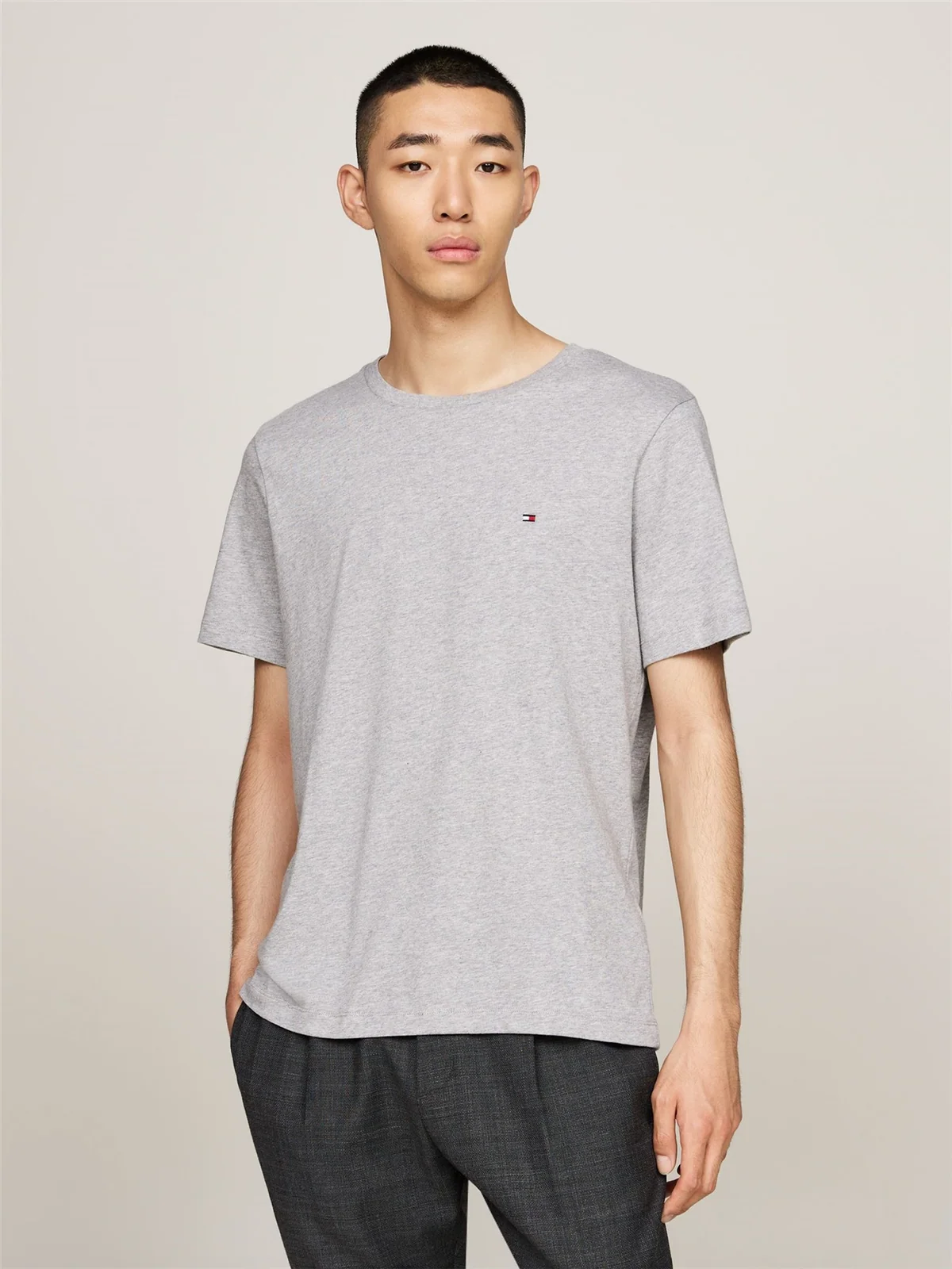 Tommy Hilfiger Essential Flag Embroidery Crew Neck T-Shirt - Grey - XS