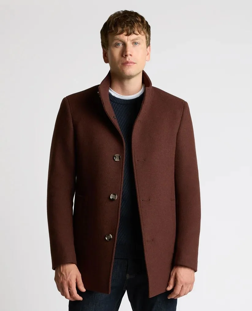 Remus Uomo Jonah Wool Overcoat - Wine - 40