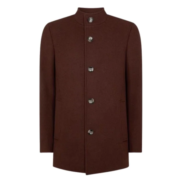 Remus Uomo Jonah Wool Overcoat - Wine - 40