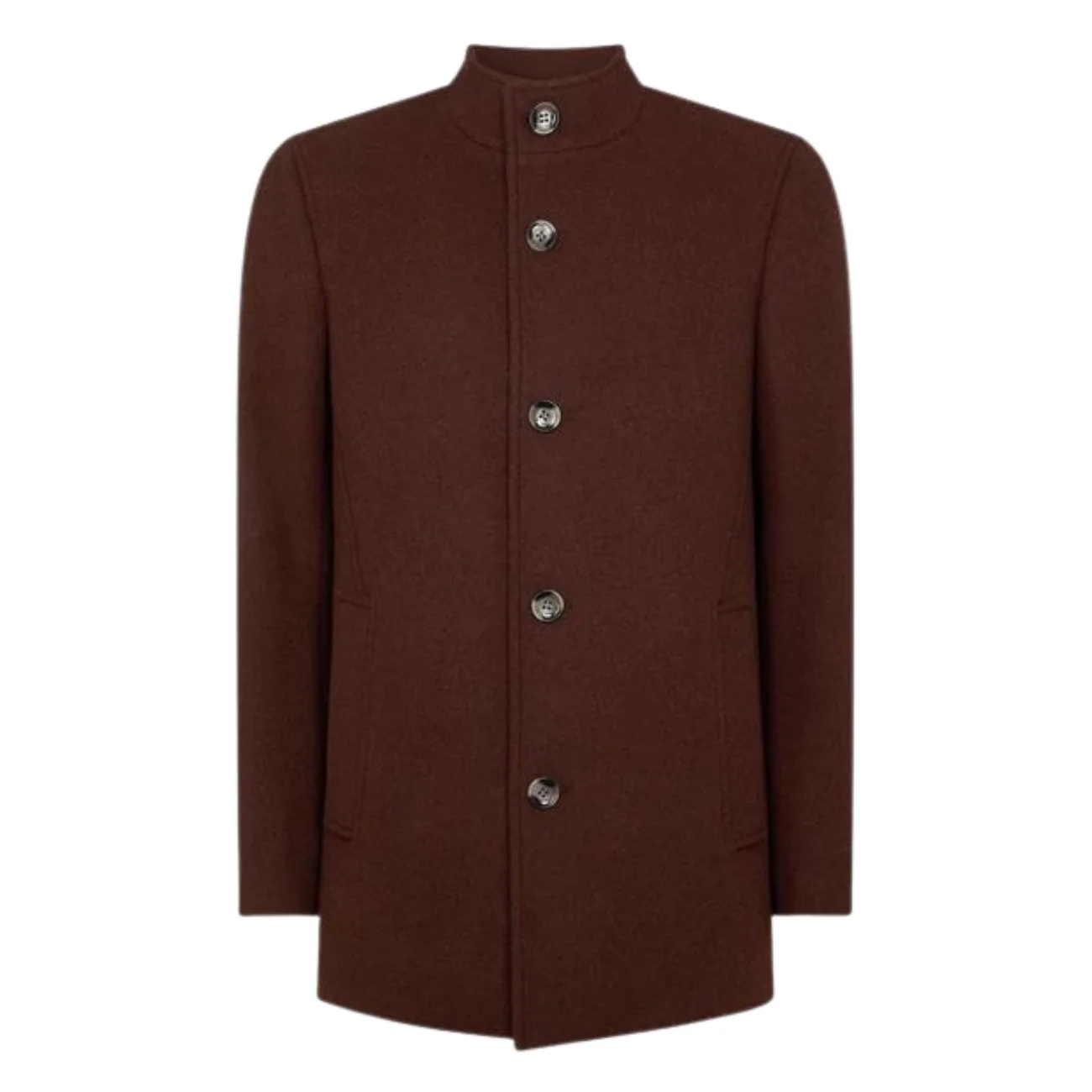 Remus Uomo Jonah Wool Overcoat - Wine - 40