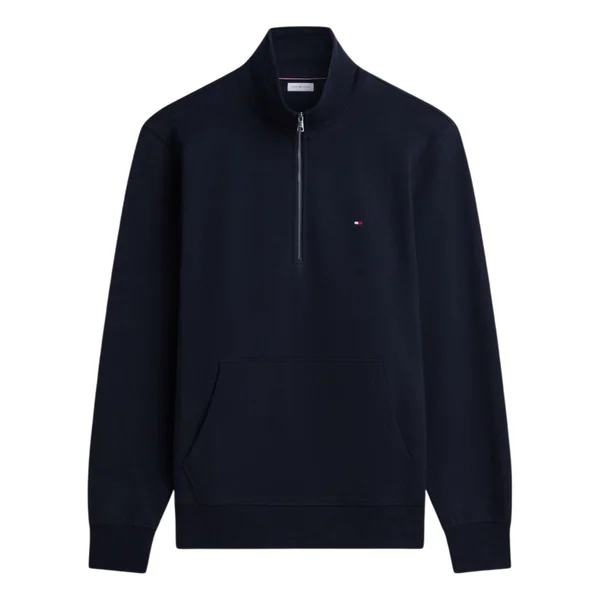 Tommy Hilfiger Flag Embroidery Terry Quarter-Zip Jumper - Navy - S