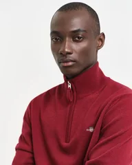 Gant Superfine Lambswool Half Zip Sweater - Red - M