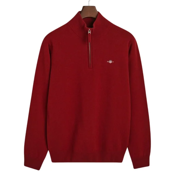 Gant Superfine Lambswool Half Zip Sweater - Red - M