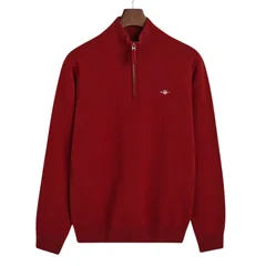 Gant Superfine Lambswool Half Zip Sweater - Red - M
