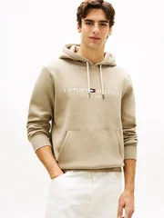 Tommy Hilfiger Logo Embroidery Fleece Hoodie M03 - Beige - XL