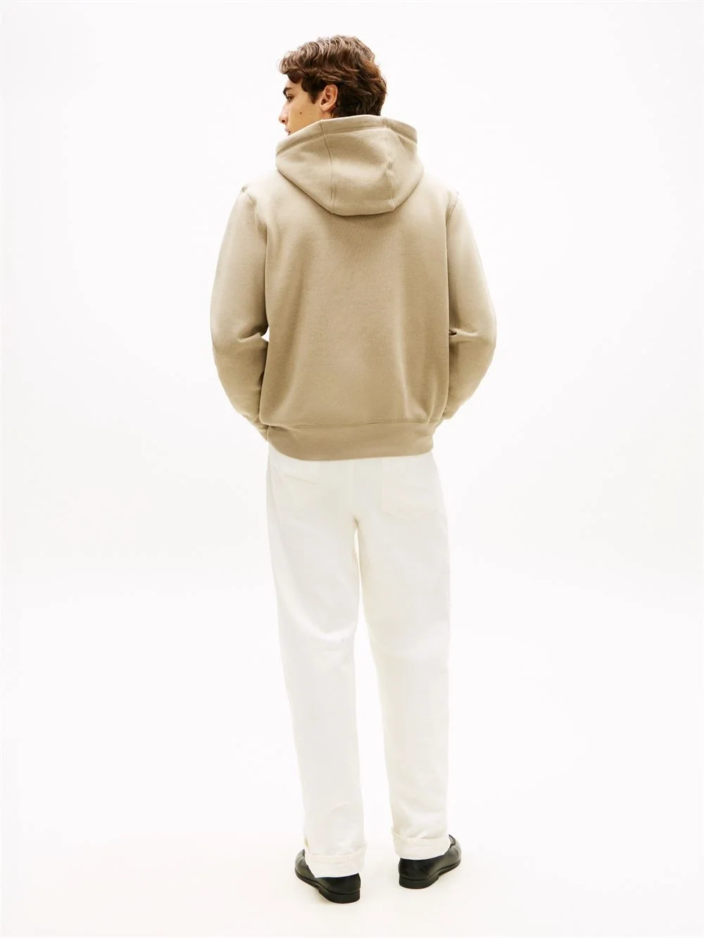 Tommy Hilfiger Logo Embroidery Fleece Hoodie M03 - Beige - XL
