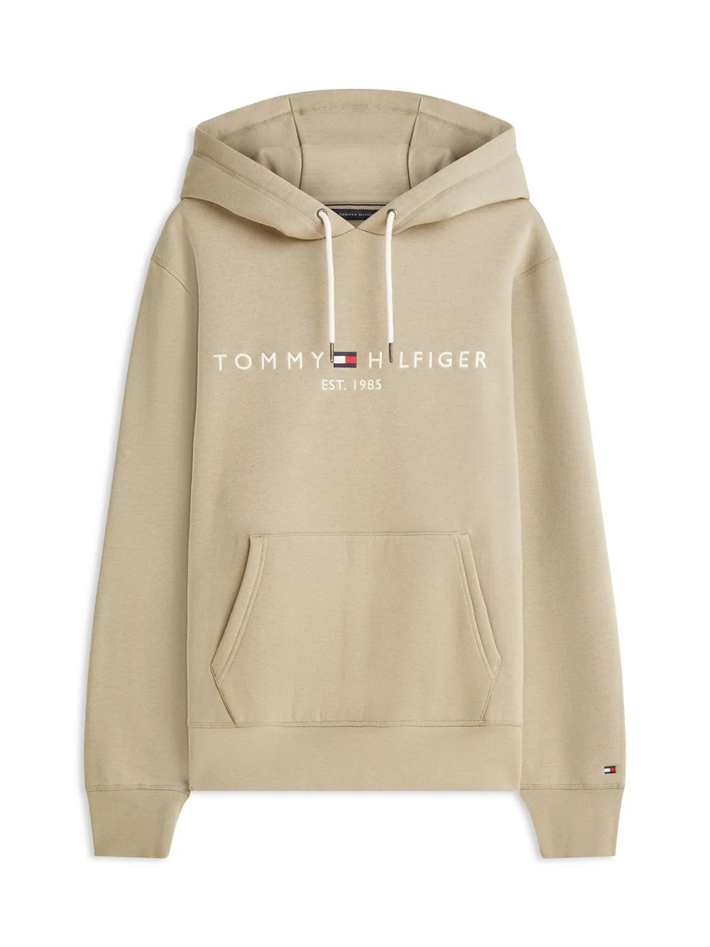 Tommy Hilfiger Logo Embroidery Fleece Hoodie M03 - Beige - XL